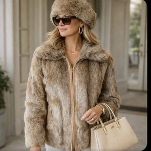 Vtg Plush Faux Fur Glam Luxe Goose Down Jacket  Hansa Branta Stearns USA Sz M